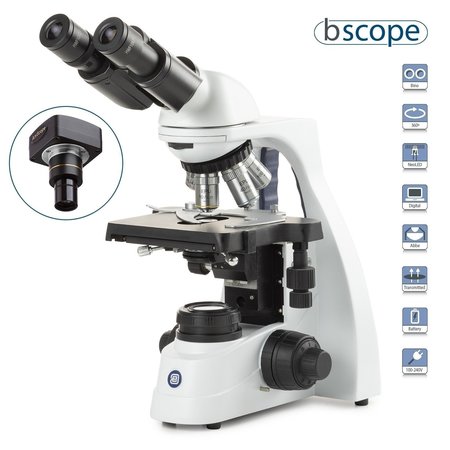 EUROMEX bScope 40X-1600X Binocular Compound Microscope w/ 5MP USB 2 Digital Camera & E-plan IOS Objectives BS1152-EPLIA-5M